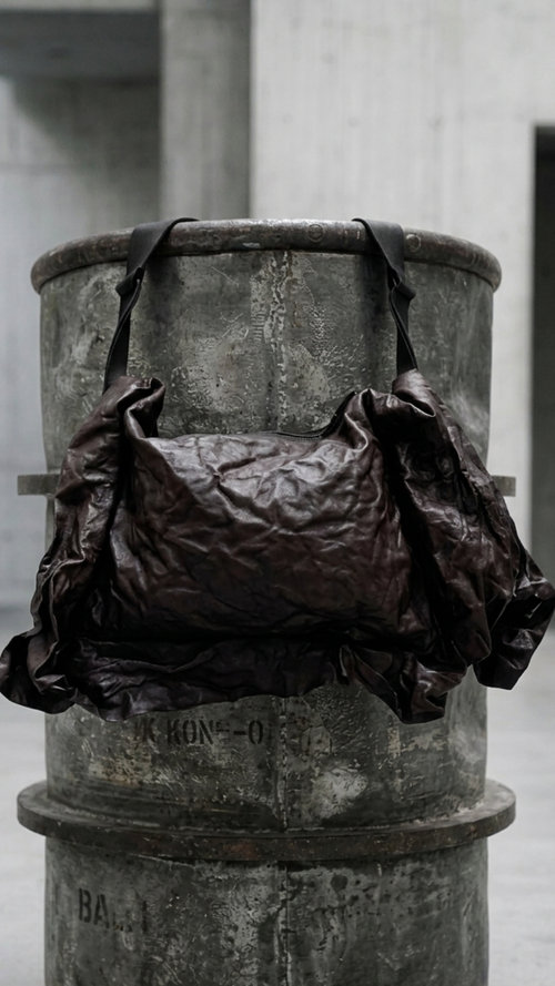 CANDE ARCHIVE DROP Crushed Leather Shoulder Bag